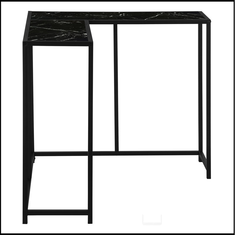 Accent Table, Console, Entryway, Narrow, Corner, Marble Look Laminate, Metal, Black