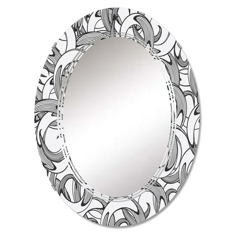 Monochromes Shapes IV - Miroir mural à motifs ovales, 30 po x 20 po