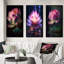 «Beautiful Blossoming Pink Lotus», 3 pièces sur toile-1672996584-1672996567