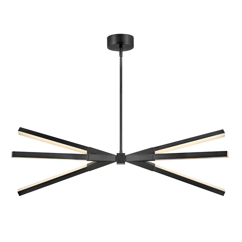 Rae Modern Jetted Black LED Linear Chandelier with Etched Acrylic Shade