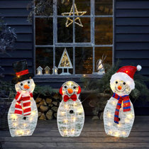 Designocracy 8611057F 30 x 28 in. Snowman Family Outdoor Christmas Santa Snowman Decor