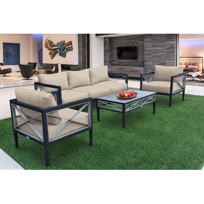 Ancona 5 - Person Patio Conversation Set with Cushions
