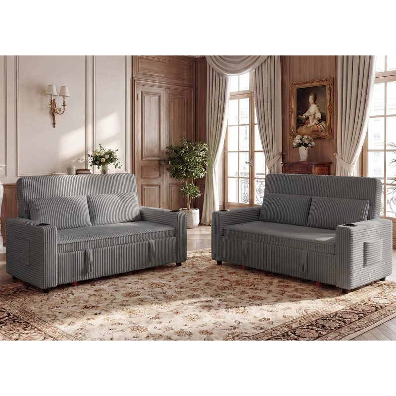 2 Seater Linen Blend Sofa Bed