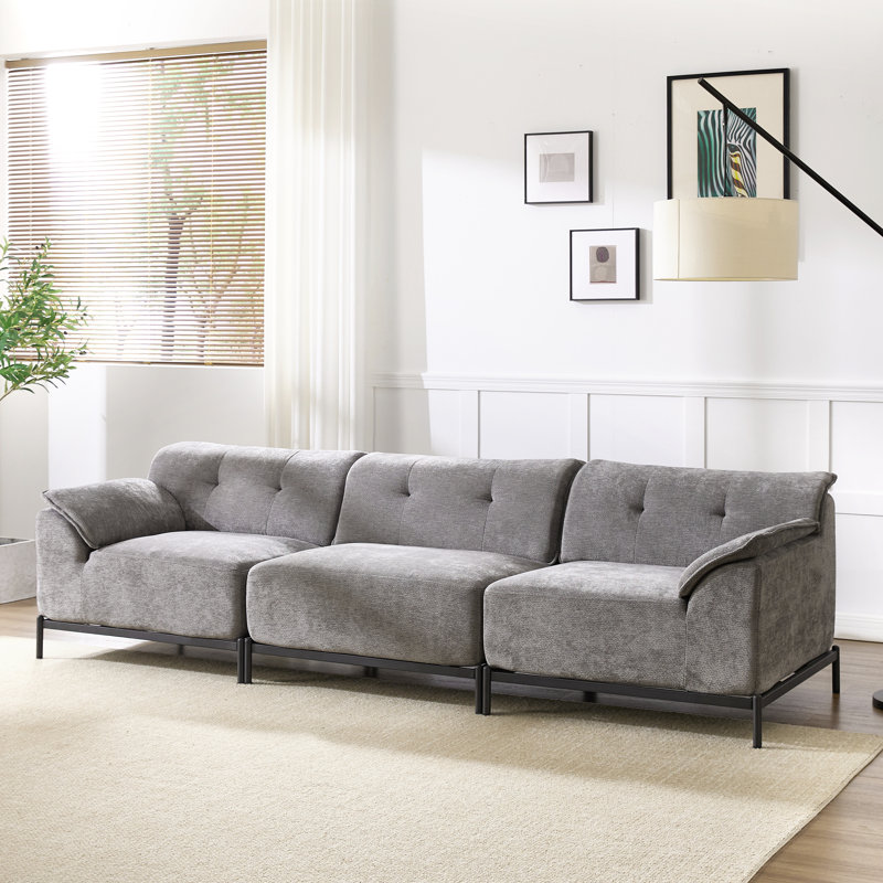 Canapé modulaire rembourré 3 personnes Modern Chenille, Grey