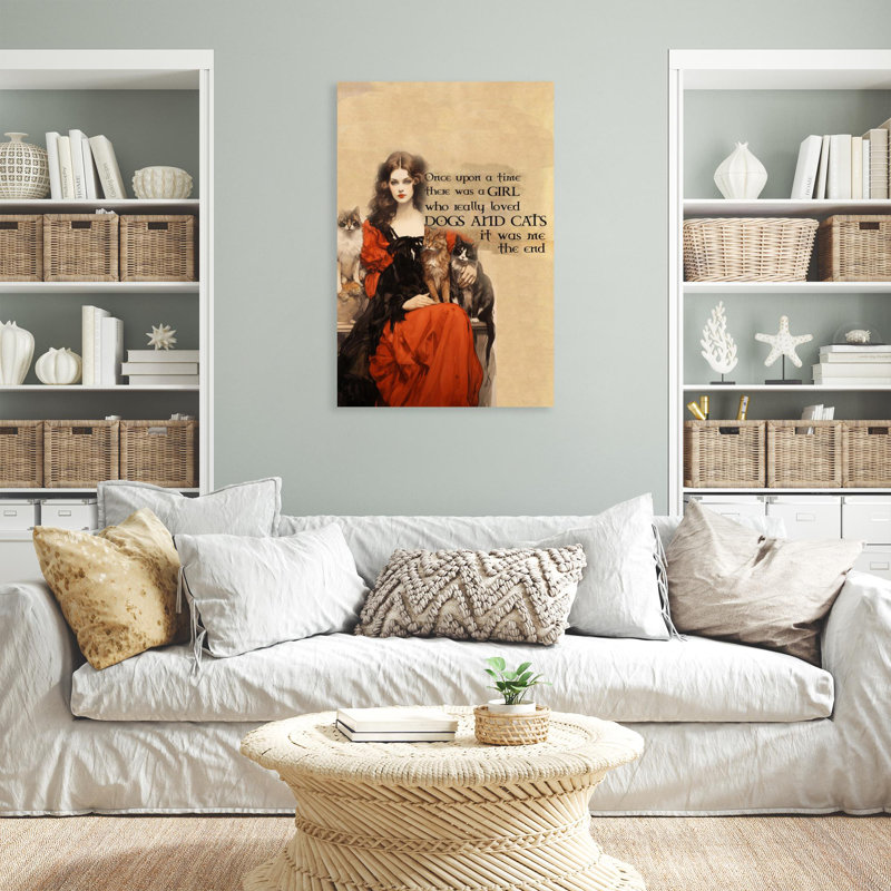 «Dajour A Girl Lived Dogs and Cats On», reproduction sur toile, H 14 po x l 11 po x P 1,25 po