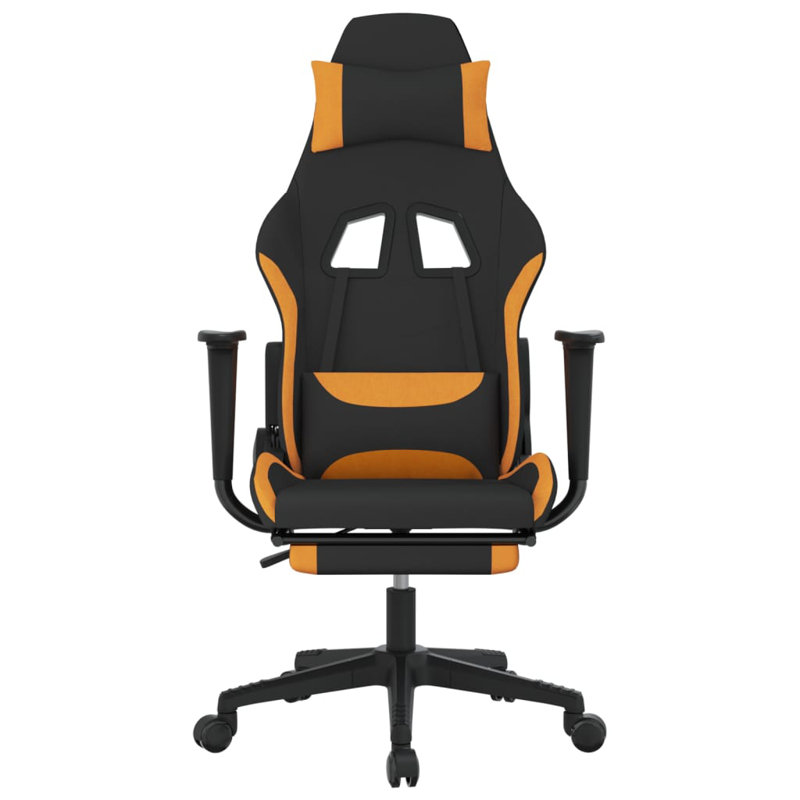 Gaming Chair with Footrest Fabric, Black/Orange