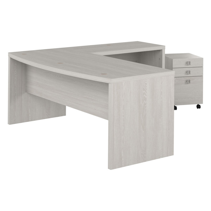 Office 500 Collection L-Shaped Computer Desk, Gray Sand