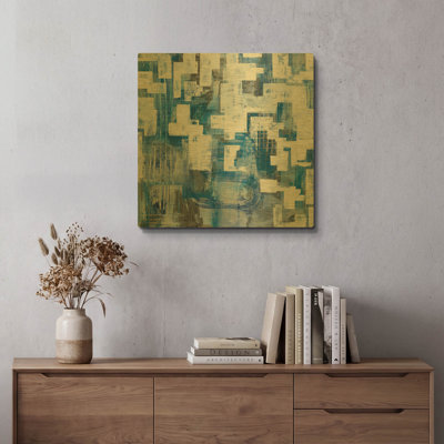'In Blue A Maze' By Melissa Averinos Gold Metal Wall Art, 12" x 12"