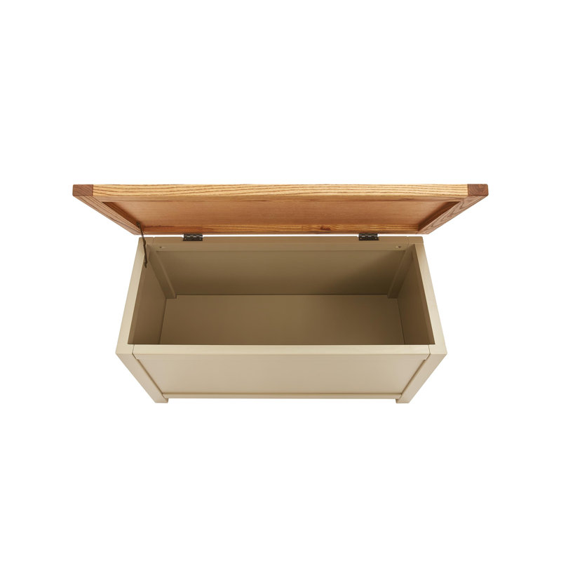Banc de rangement en bois avec plateau rabattable, Gris clair
