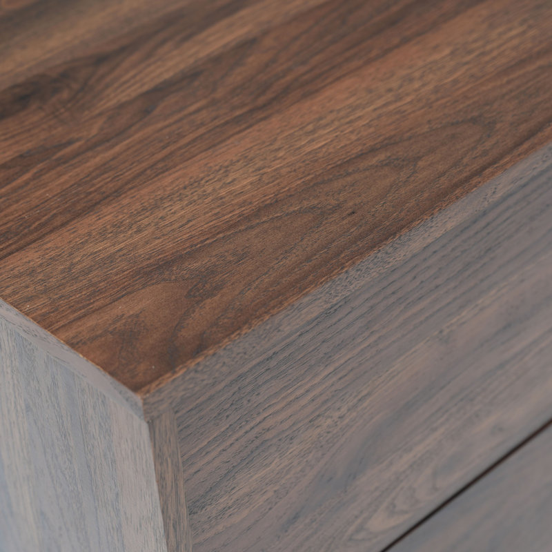 Venne 2 Push-Open Drawer Wood Effect Bedside Table With Tapered Legs - Modern Scandi, Walnut