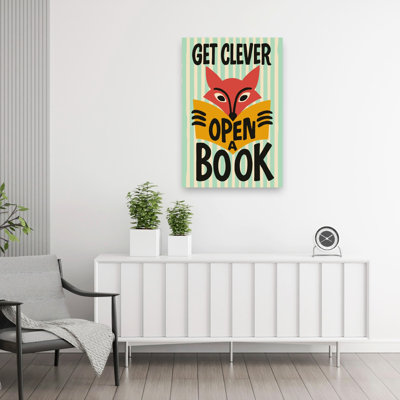 Get Clever Open Book Retro Vintage Whimsical Fox Forest Wall Art Print by Patryk Krygowski - Wrapped Canvas Print