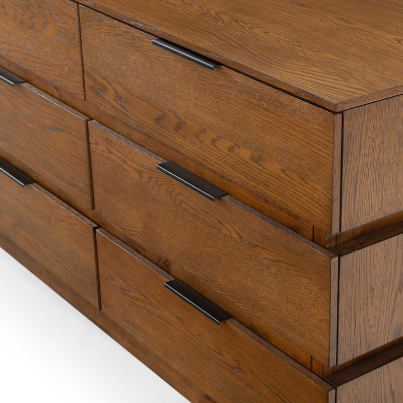 Titus 6 Drawer Stacked Dresser, Medium Oak
