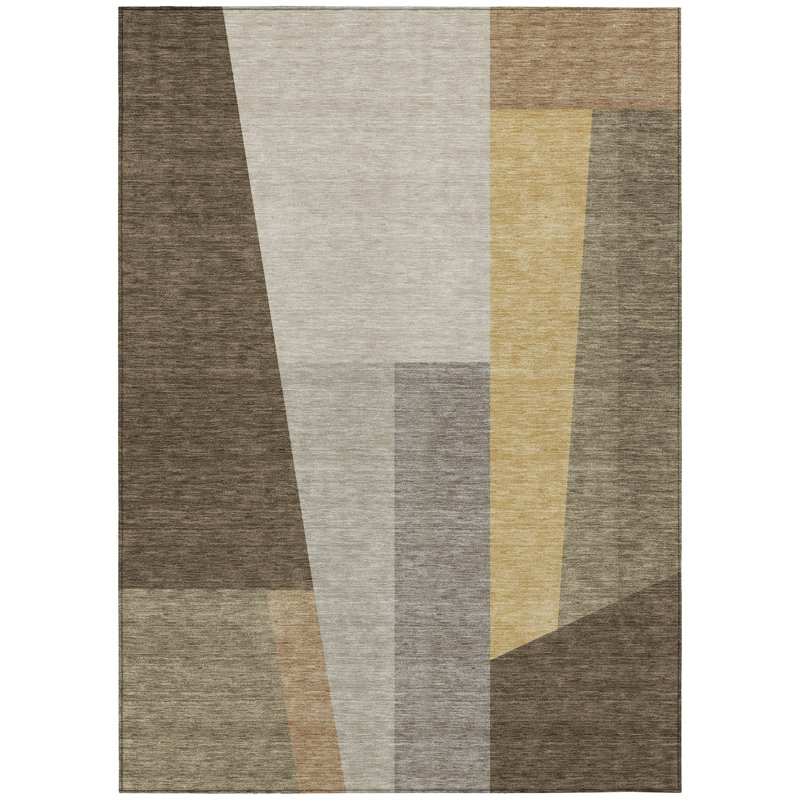 Machine Washable Indoor/Outdoor Chantille ACN2446 Geometric Rug, 8' x 10', Chocolate