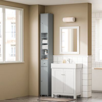 Dirksen Bathroom Narrow Tall Storage Cabinet with 2 Doors, 1 Drawer