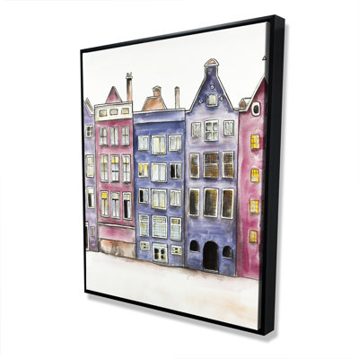 Old Historic Houses Amsterdam - Framed Canvas Home Decor