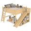 Lit mezzanine double avec tablettes de rangement et armoire, lit mezzanine pour enfants en bois massif avec échelle et échelle détachables, naturel-1735489244-1735489245