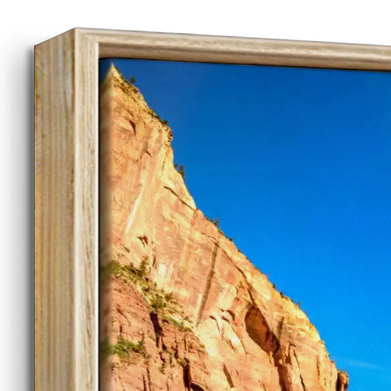 Journée ensoleillée à Angels Landing, 25" H x 17" W, Cadre flottant en bois naturel