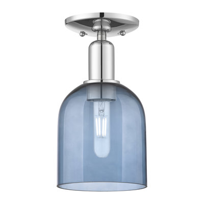 Arcadia - Bella - 1 Light 6" Semi-Flush Mount - Polished Chrome Finish - Blue  Shade