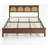 King Bed Frame with Rattan Headboard, Storage Shelf, Underbed Storage & Silent Slats-129489430