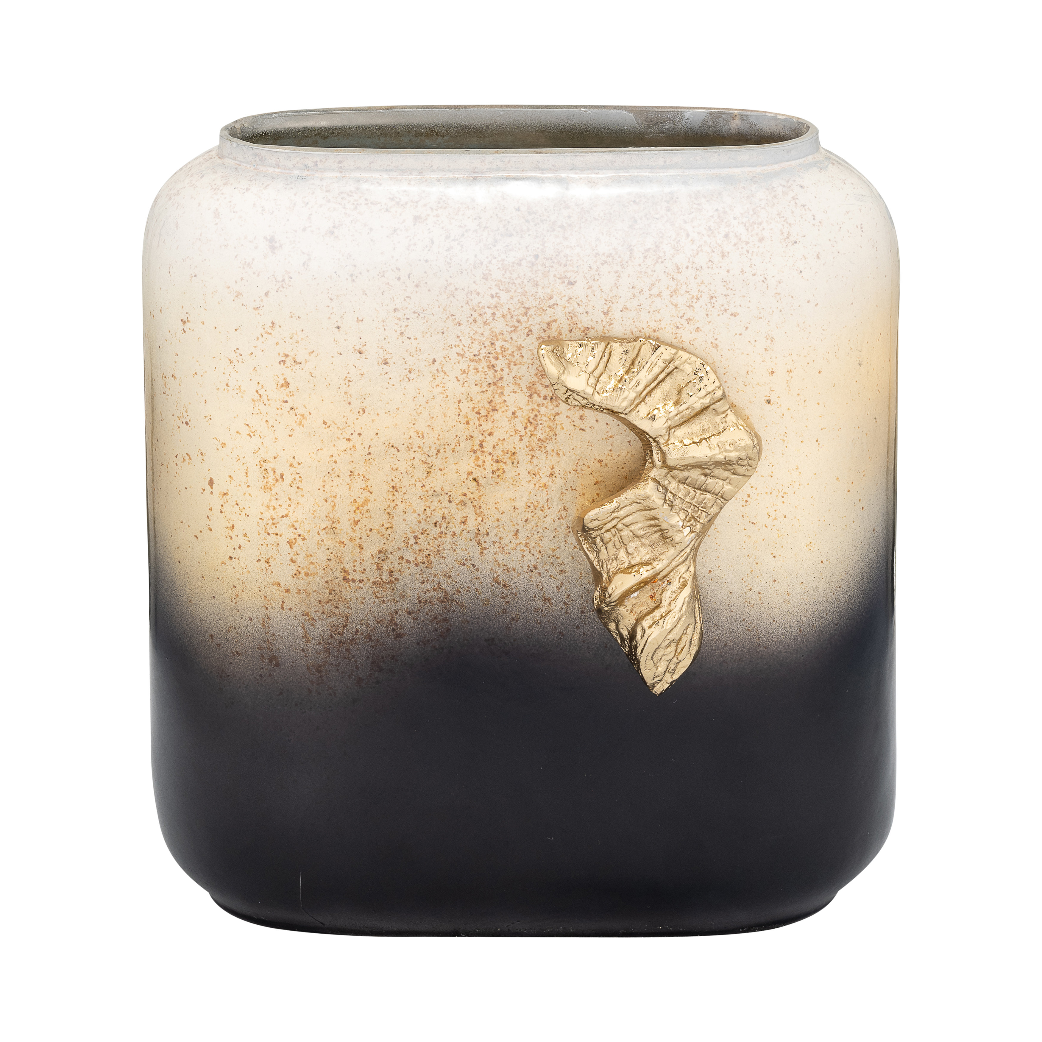 Everly Quinn Placida Decorative Glam Glass and Metal Round Modern Vase ... - Decorative Textured Glass Accent Sign