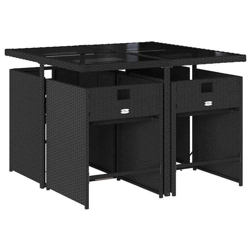 Patio Dining Set with, Black, Black