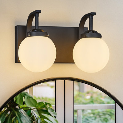 Luminaire de salle de bain moderne avec abat-jour en verre blanc laiteux moderne pour couloir, salle d'eau, salle d'eau