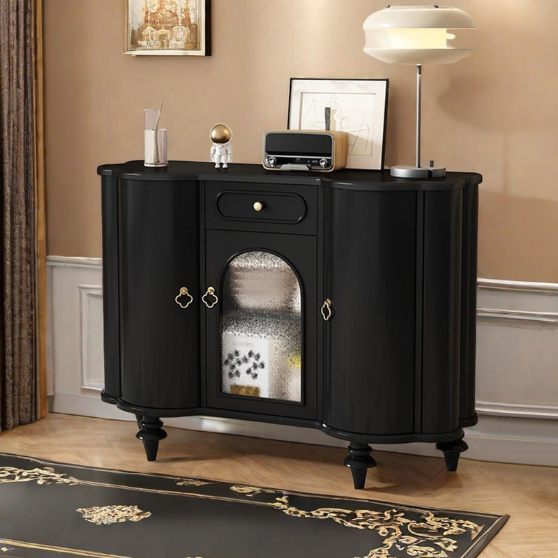 Armoire d'appoint européenne rétro moderne., Noir, noir, noir, noir
