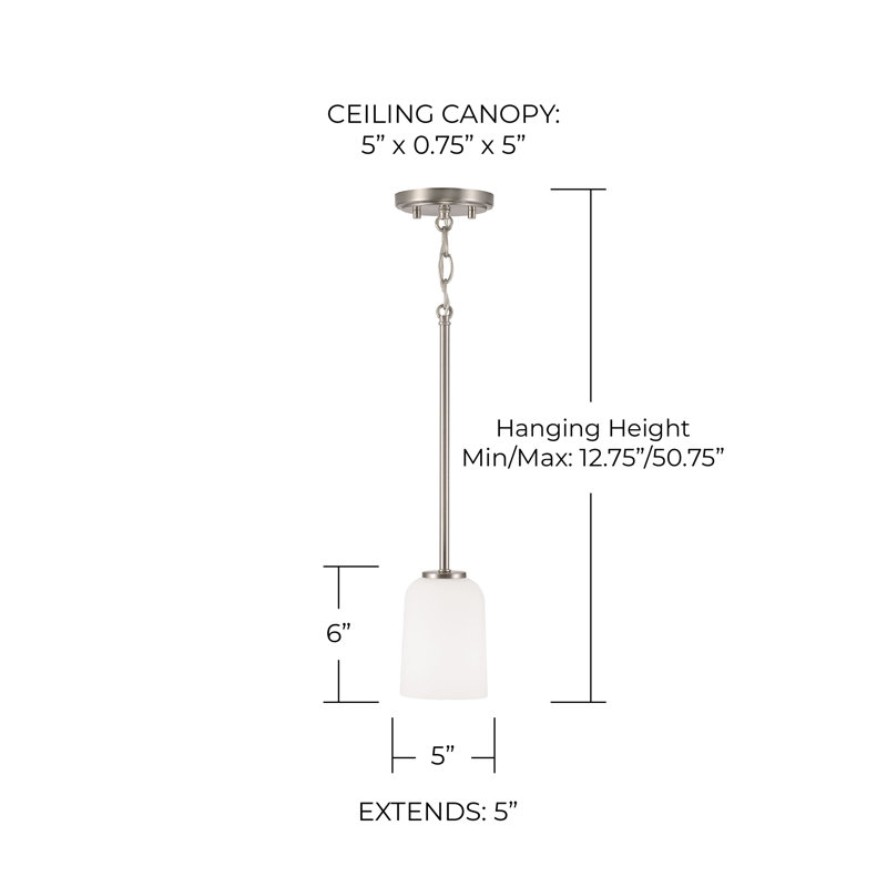 Luminaire suspendu 1 lumière Lawson, Nickel brossé