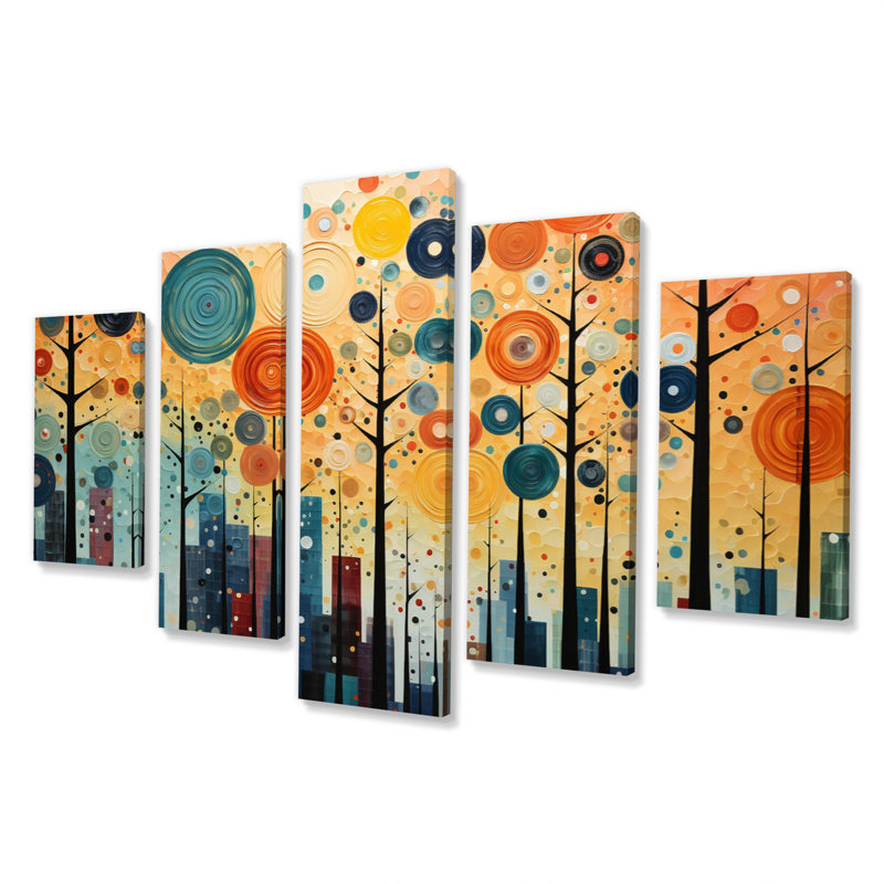 Daasia - impression d'art mural Mid-Century - 5 panneaux