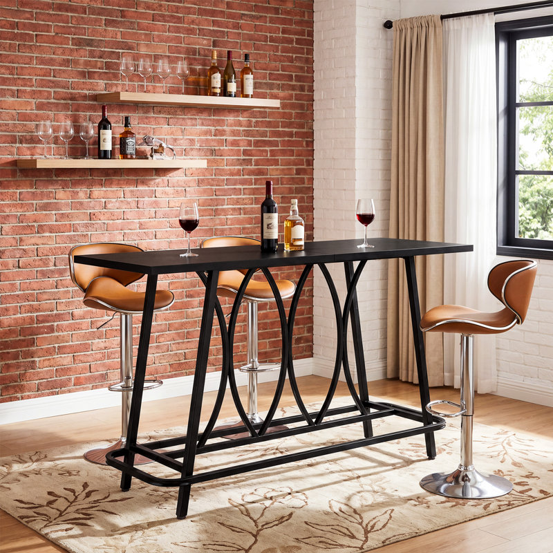 63" Narrow Home Bar Counter High Table
