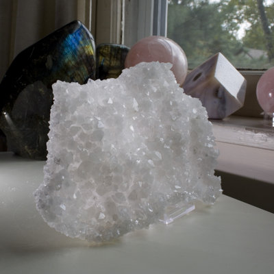 Assiette à double face d'apophyllite scintillante