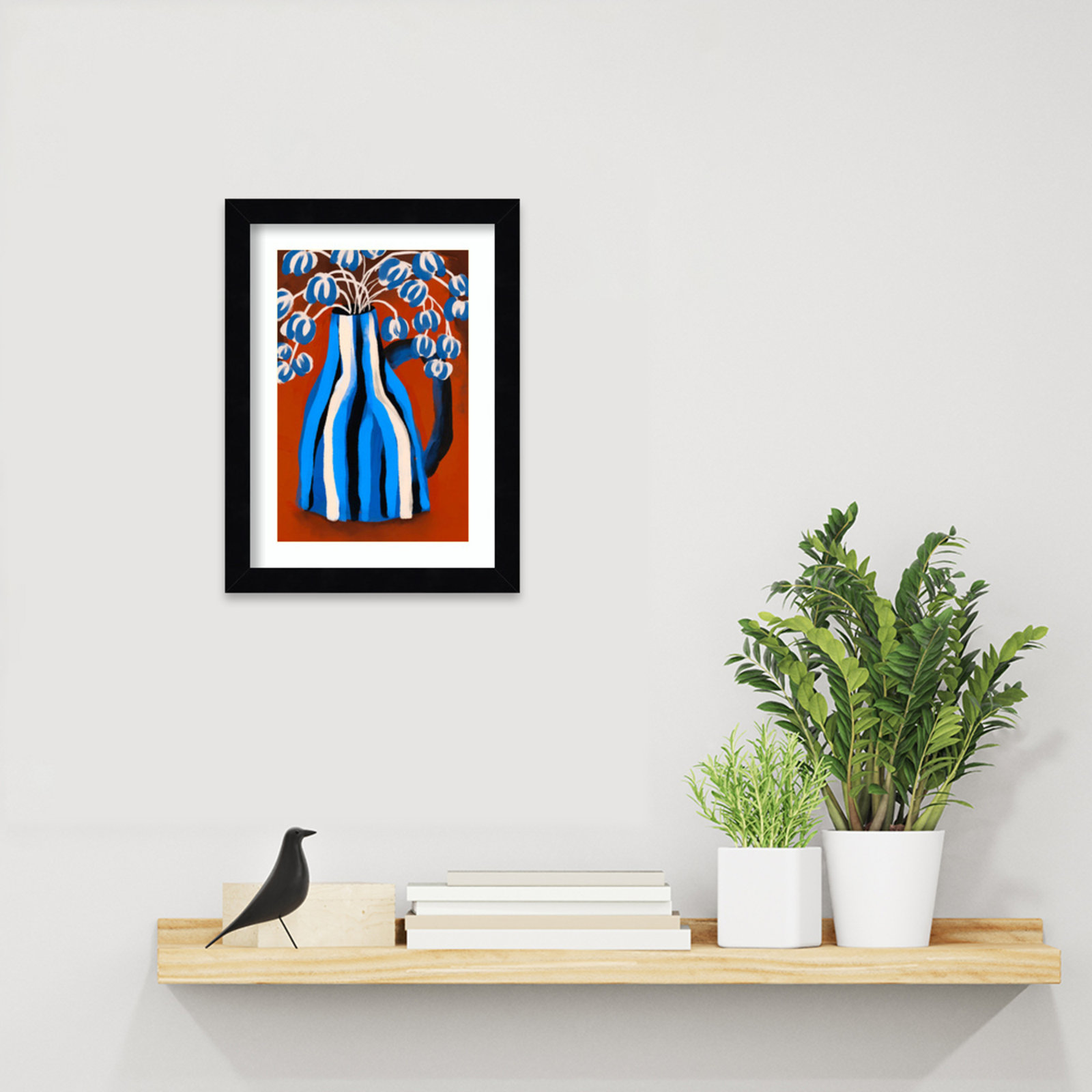 Galya "Striped Vase" Print by Treechild, Black, 13" H x 10" W