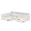 Structure de lit de jour en L pour lit double en bois, comprenant 3 tiroirs de rangement et une bibliothèque-1505579542
