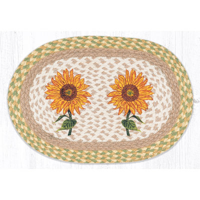  Farmhouse Sunflowers Oval Placemat 13"x19" Eco-Friendly Dining Accent