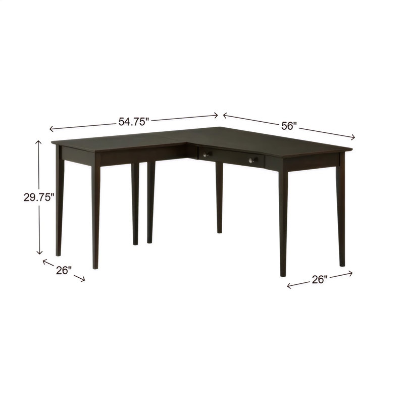 Bureau en bois massif gauche Malani, Café