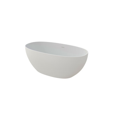 Solid Surface Soaking Bathtub - Deep Soak Freestanding Tub White