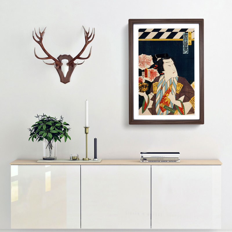A Portrait by Toyohara Kunichika - Framed Print, 63cm H x 45cm W x 2cm D, Walnut Framed