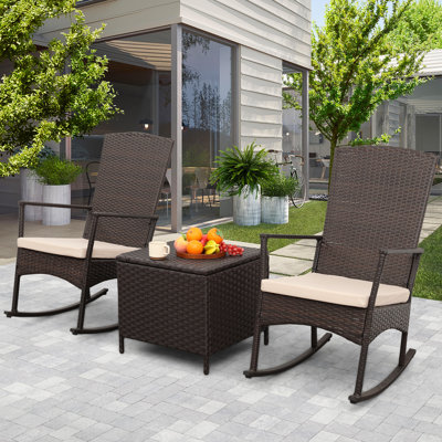 Outdoor Rocking Chairs with Storage Coffee Table