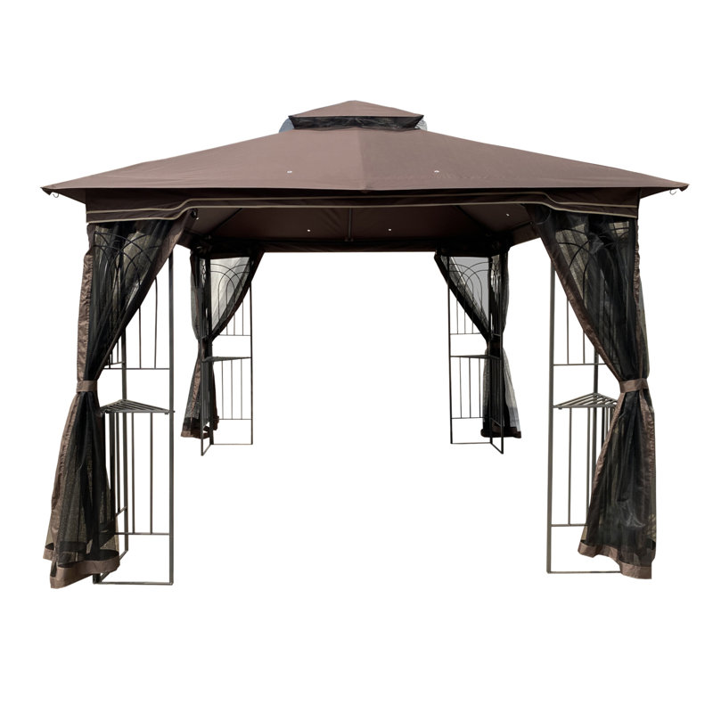 10X10 Outdoor Patio Gazebo Canopy Tent With Ventilated Double Roof And Mosquito Net(Detachable Mesh Screen On All Sides),Suitable For Lawn, Garden, Backyard And Deck Top