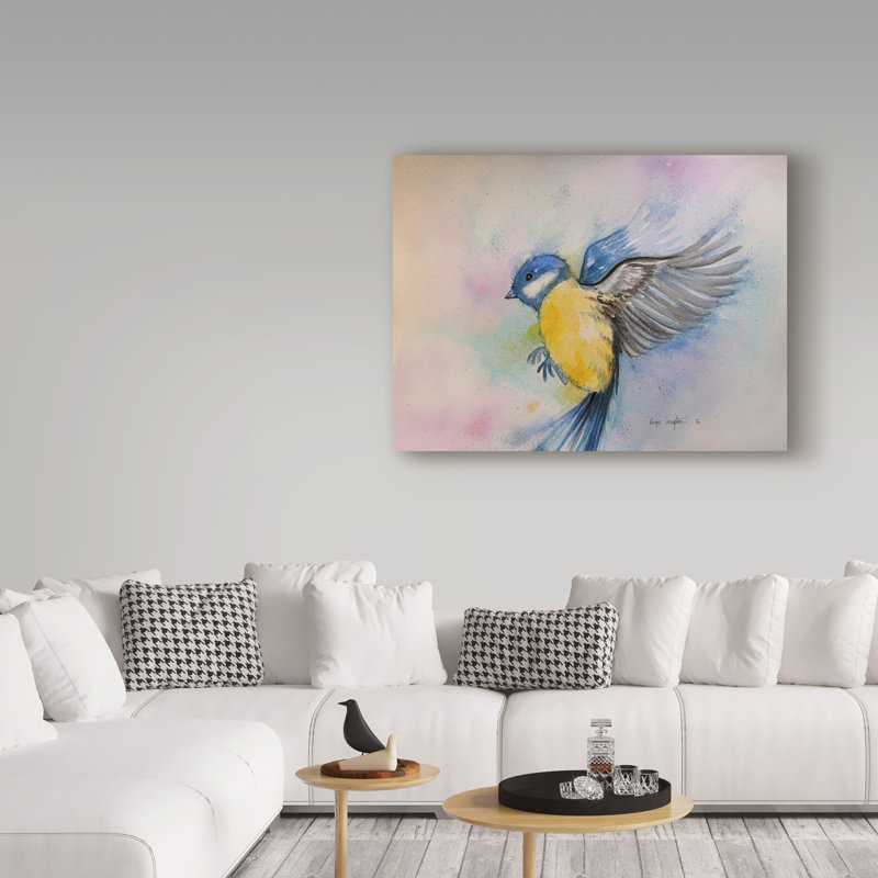 «Bluebird Yellow» par Hafner, reproduction d'art sur toile tendue, H 14 po x l 19 po x P 2 po