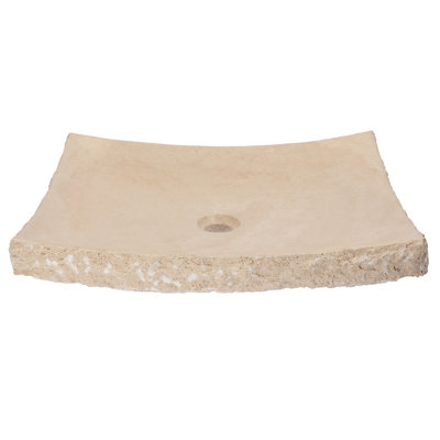 Grand lavabo vasque rectangulaire en travertin Zen