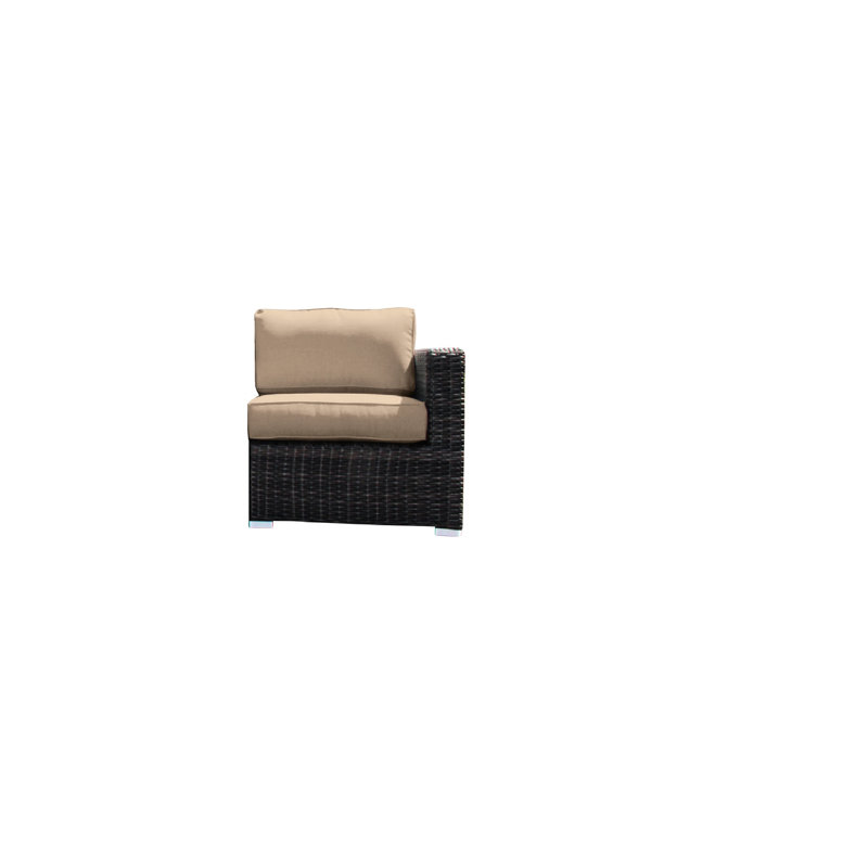 Fauteuil d'angle extérieur entièrement assemblé de 33 po avec coussins en mousse, et intérieur résistant aux intempéries - idéal pour les canapés modulaires