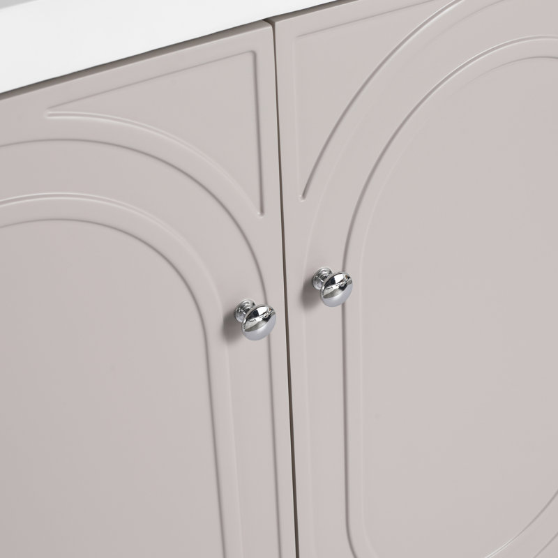 Meuble-lavabo moderne 36 po - Panneau de porte à fermeture en douceur et contreplaqué kaki polyvalent