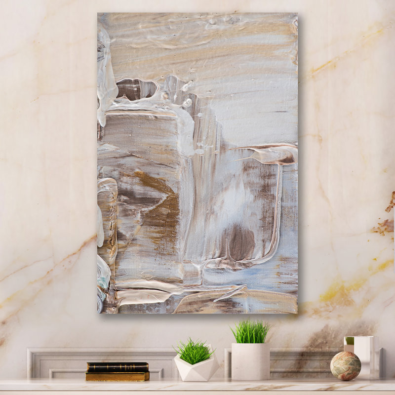 Beige brun brossé III - reproduction d'art sur toile, H 12 po x l 8 po x P 1 po, Toile tendue