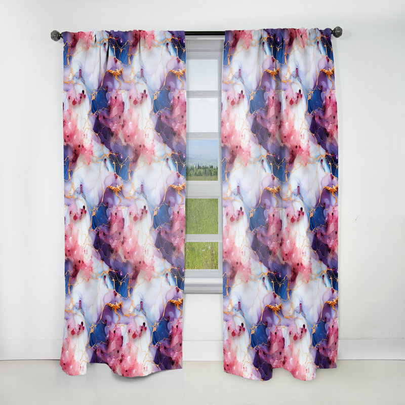 Fantaisie motif de marbre I - Rideau de marbre abstrait - Rideau de marbre obscurcissant - 1 panneaux, L 52 po x L 84 po