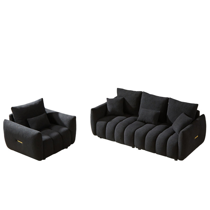 Canapé moderne, canapé de salon, canapé d'appartement, 3, Noir