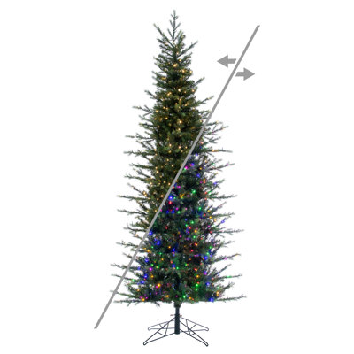 Vickerman 10' x 49" Moutauk Pine Pencil Artificial Pre-Lit Christmas Tree with 1450 LED Color Changing 3mm Low Voltage 6 Function Wide Angle Coaxial Lights
