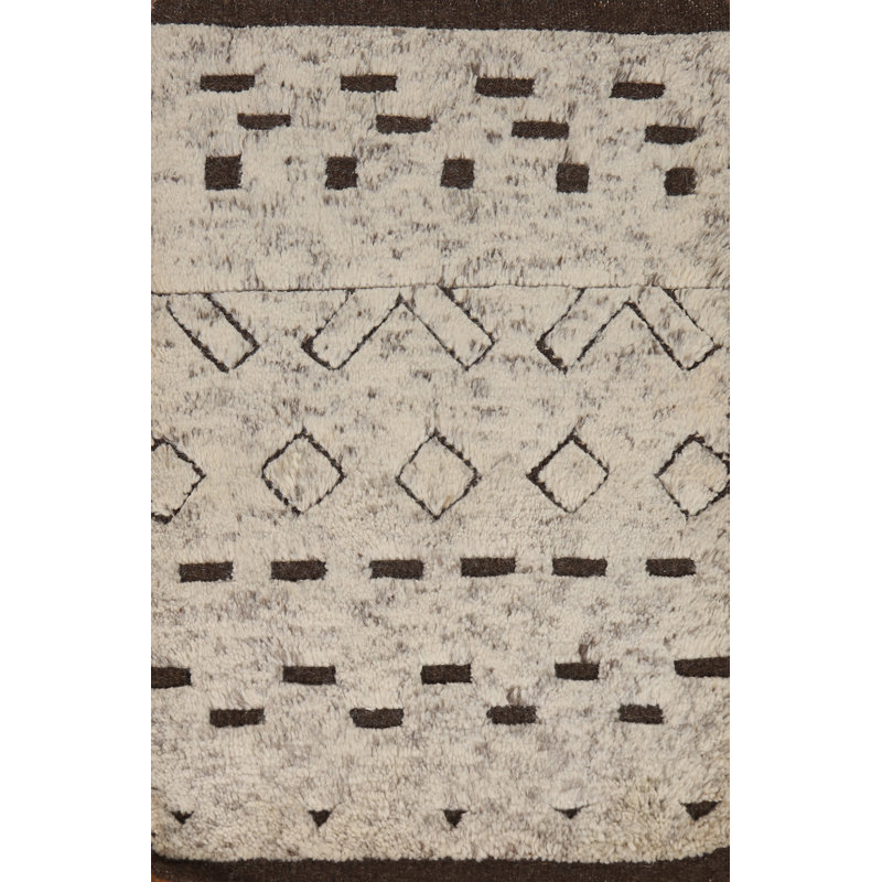 Tapis décoratif ivoire marocain en laine ivoire 2x3