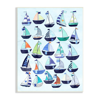 Tableau des types de voiliers nautiques vibrants par Erica Billups - impression