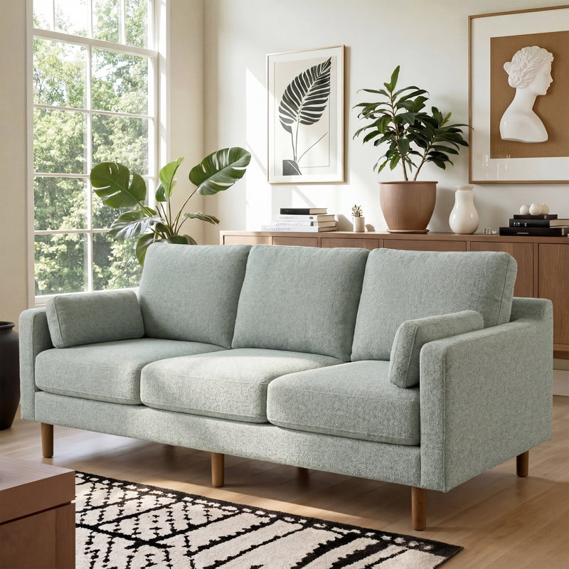 Lagoa 84'' Square Arm Upholstered Standard Sofa, Ginger Boucle